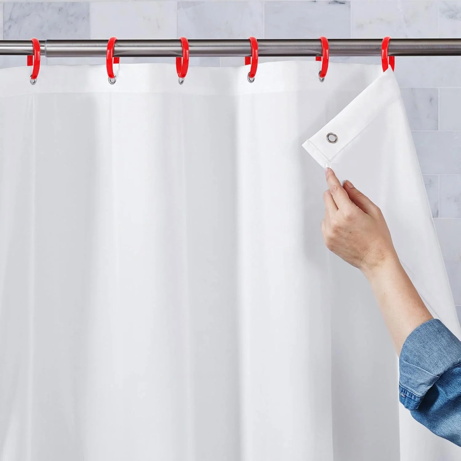 Shower Curtain Rings in Red Color | Set of 12 | R&L Plastics - Image 2