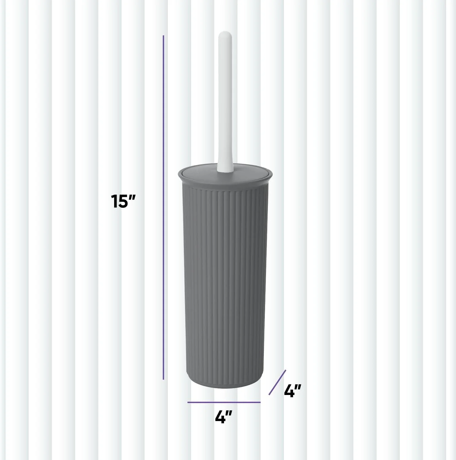 Toilet Bowl Brush and Holder By Superio | Ribbed | Grey - Image 3