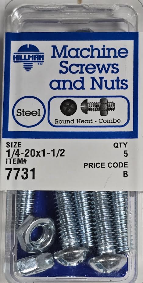 Screws & Nuts Round Head 1/4-20 x 1-1/2 Hillman