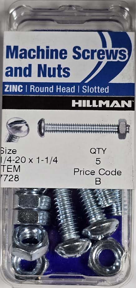 Screws & Nuts Round Head 1/4-20 x 1-1/4 Hillman