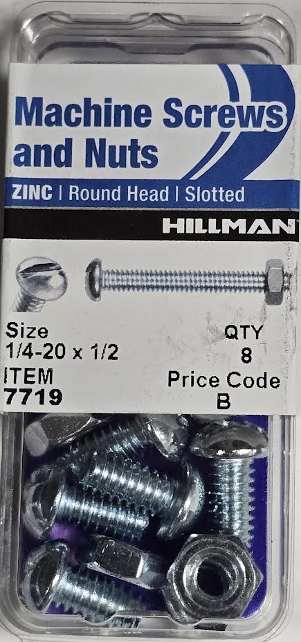 Screws & Nuts Round Head 1/4-20 x 1/2 Hillman