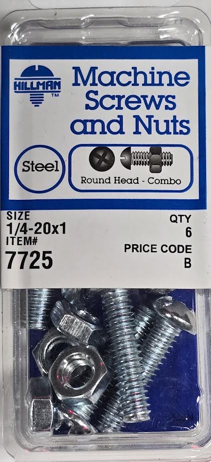 Screws & Nuts Round Head 1/4-20 x 1 Hillman