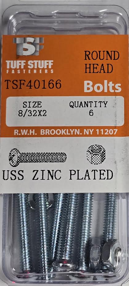 Screws & Nuts Round Head 8/32 x 2