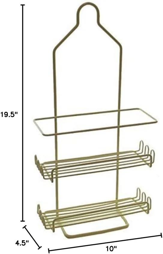 Hanging Shower Caddy 2‑Tier | Rust‑Resistant Metal | Beige | YBM - Image 3