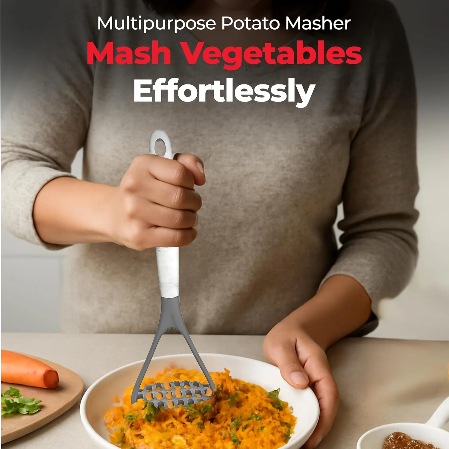 Silicone Potato Masher 4oz | White | Better Houseware - Image 4