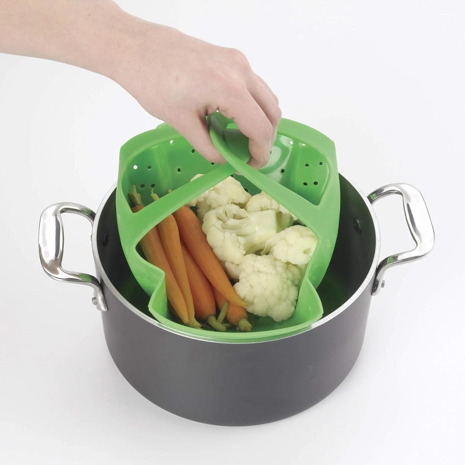 Silicone Steamer Basket With Lid | Green | OXO Good Grips - Image 2