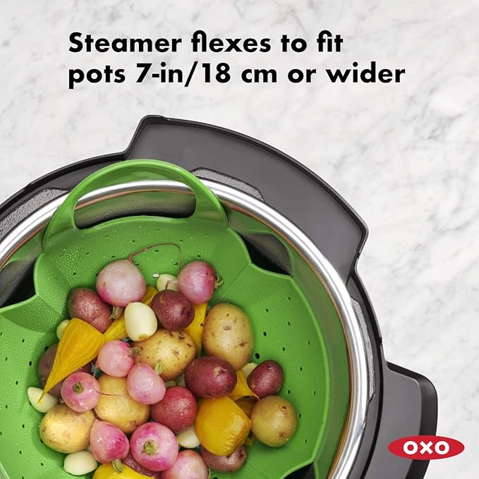 Silicone Steamer Basket With Lid | Green | OXO Good Grips - Image 6