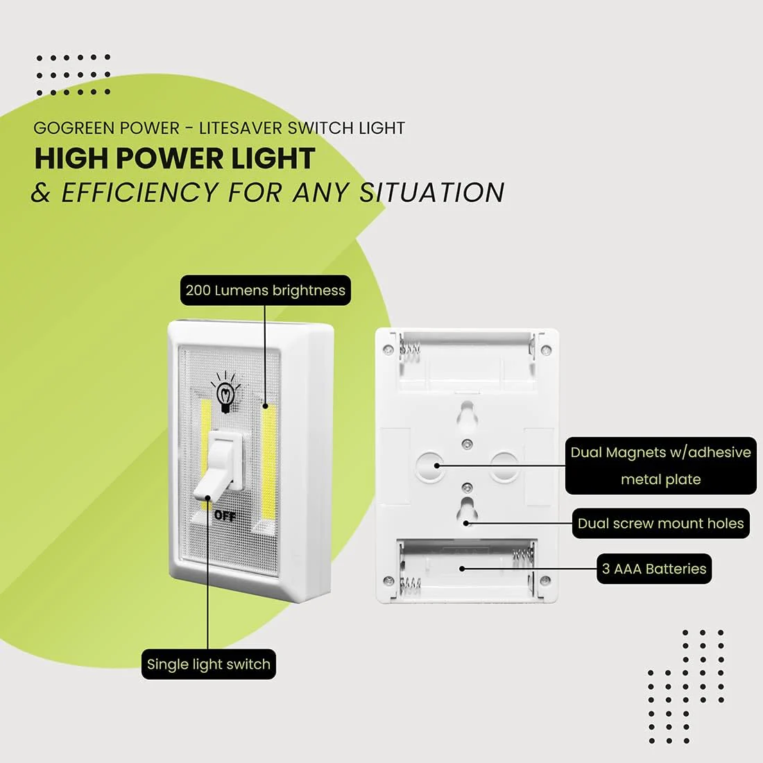 Single COB LED Light Switch Go Green - Image 3