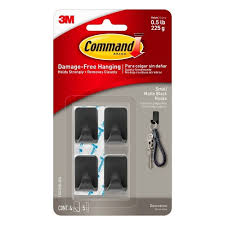 Small Matte Black Hooks Command