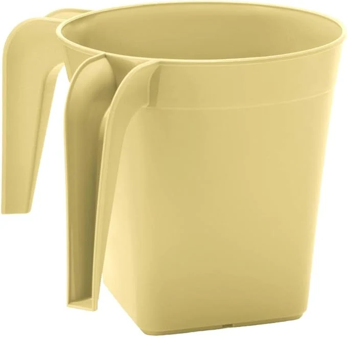 Plastic Square Wash Cup Beige w/Dots (1332)