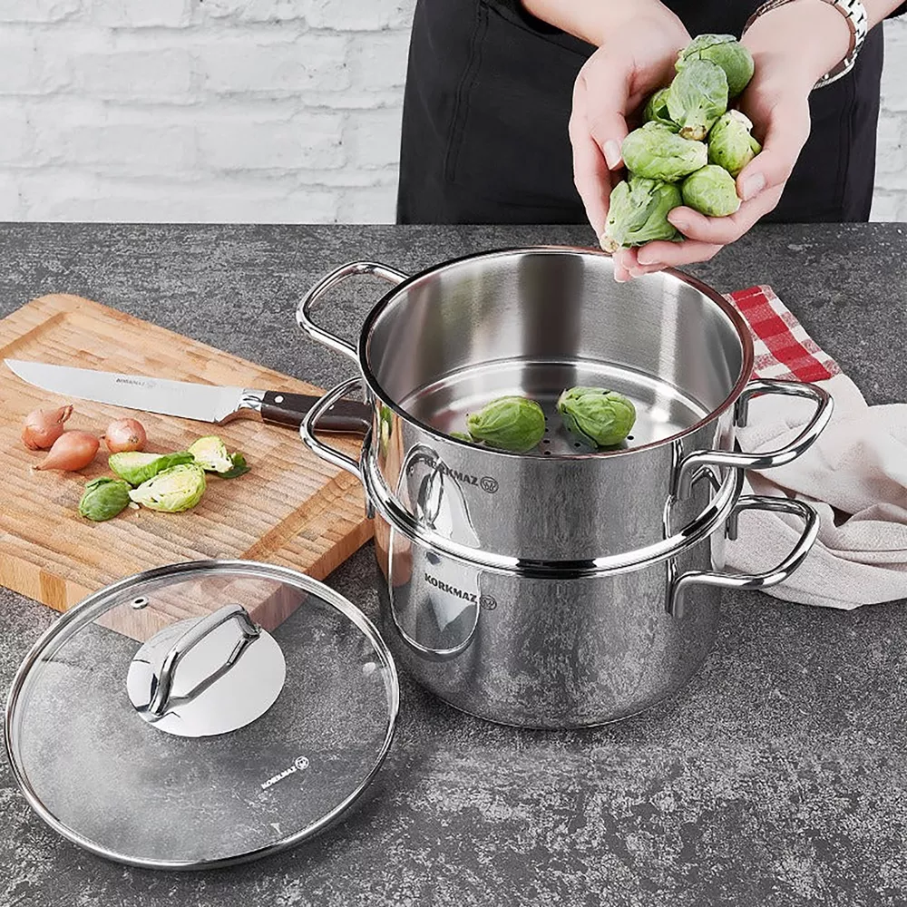 Stainless Steel Casserole Steamer 3.5L Korkmaz - Image 4