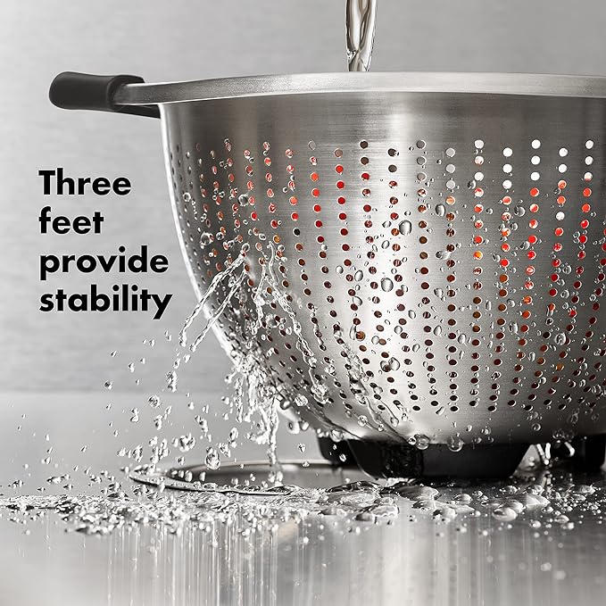 Stainless Steel Colander | 5QT Capacity | Silver | OXO - Image 4