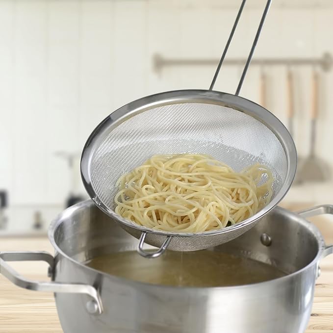 Fine Mesh Strainer with Helper Handle | 7" Diameter | 18/8 Stainless Steel | HIC Kitchen - Image 2