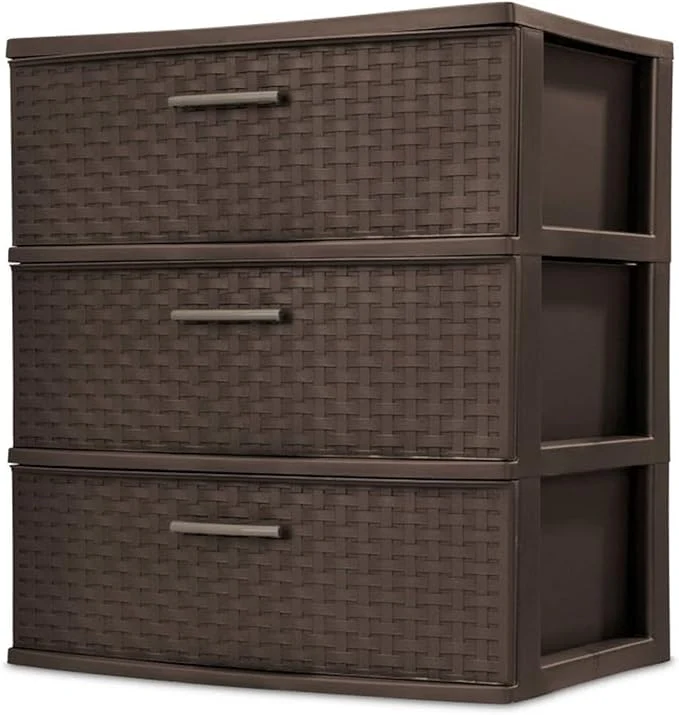 3 Drawer Wide Weave Tower | Espresso | Sterilite