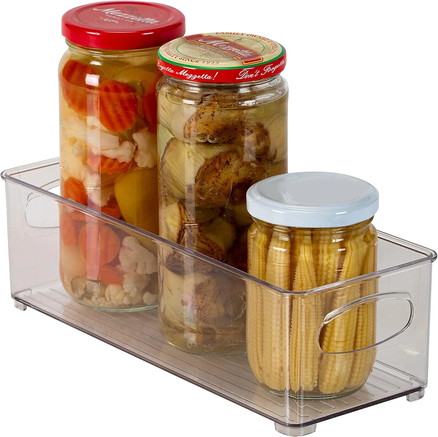 Vertical Storage Bin Striped | Small Narrow | Clear | 10" x 4" x 3" | Simplify - Image 2