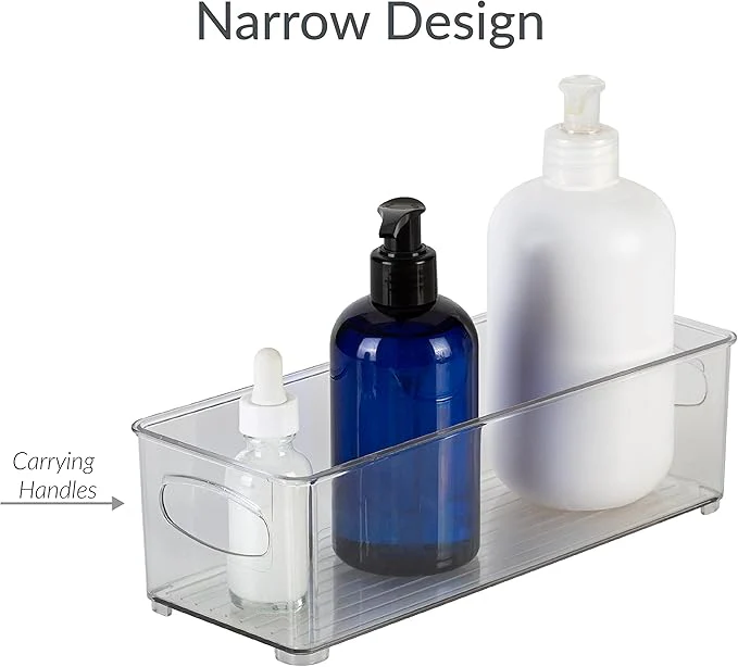Vertical Storage Bin Striped | Small Narrow | Clear | 10" x 4" x 3" | Simplify - Image 5