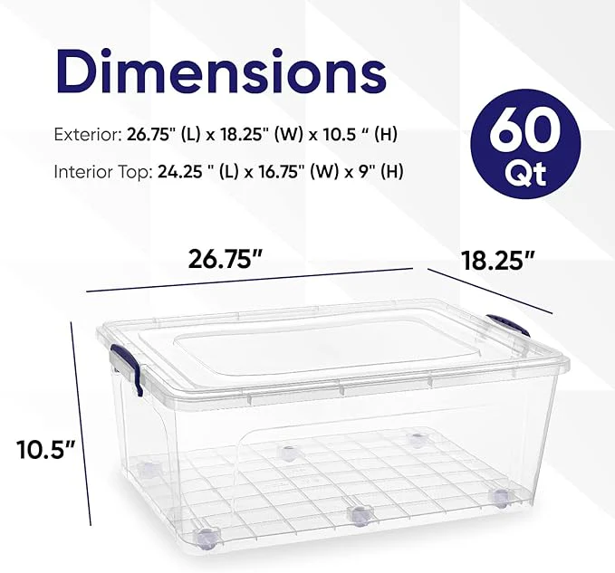 60QT Storage Container With Wheels | Superio - Image 3