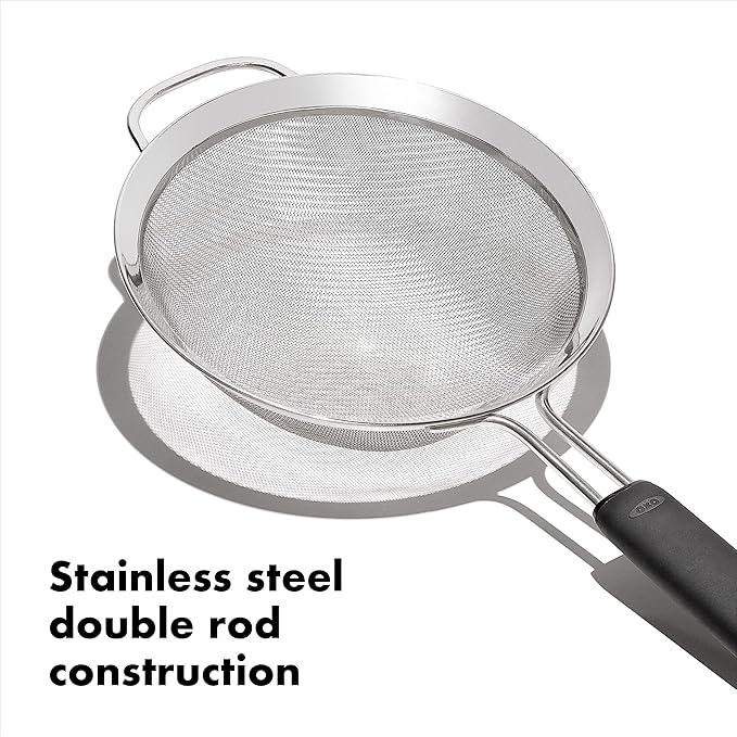 OXO Good Grips 6-in Double Rod Strainer | Black | Stainless Steel - Image 2
