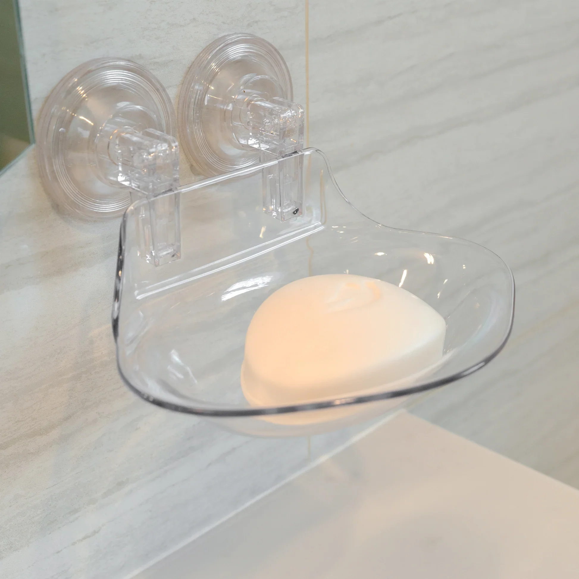 Suction Cup Soap Dish | Clear Plastic | No-Drill Wall Mount | Better Houseware - Image 3