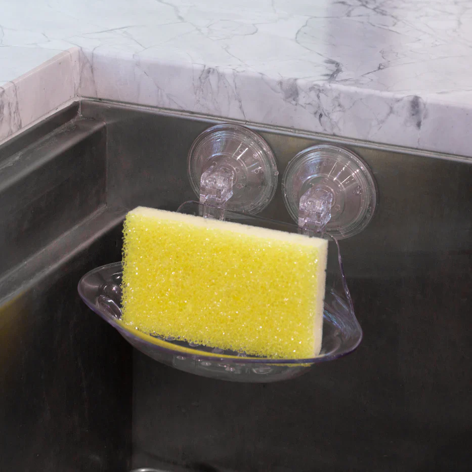 Suction Cup Soap Dish | Clear Plastic | No-Drill Wall Mount | Better Houseware - Image 4