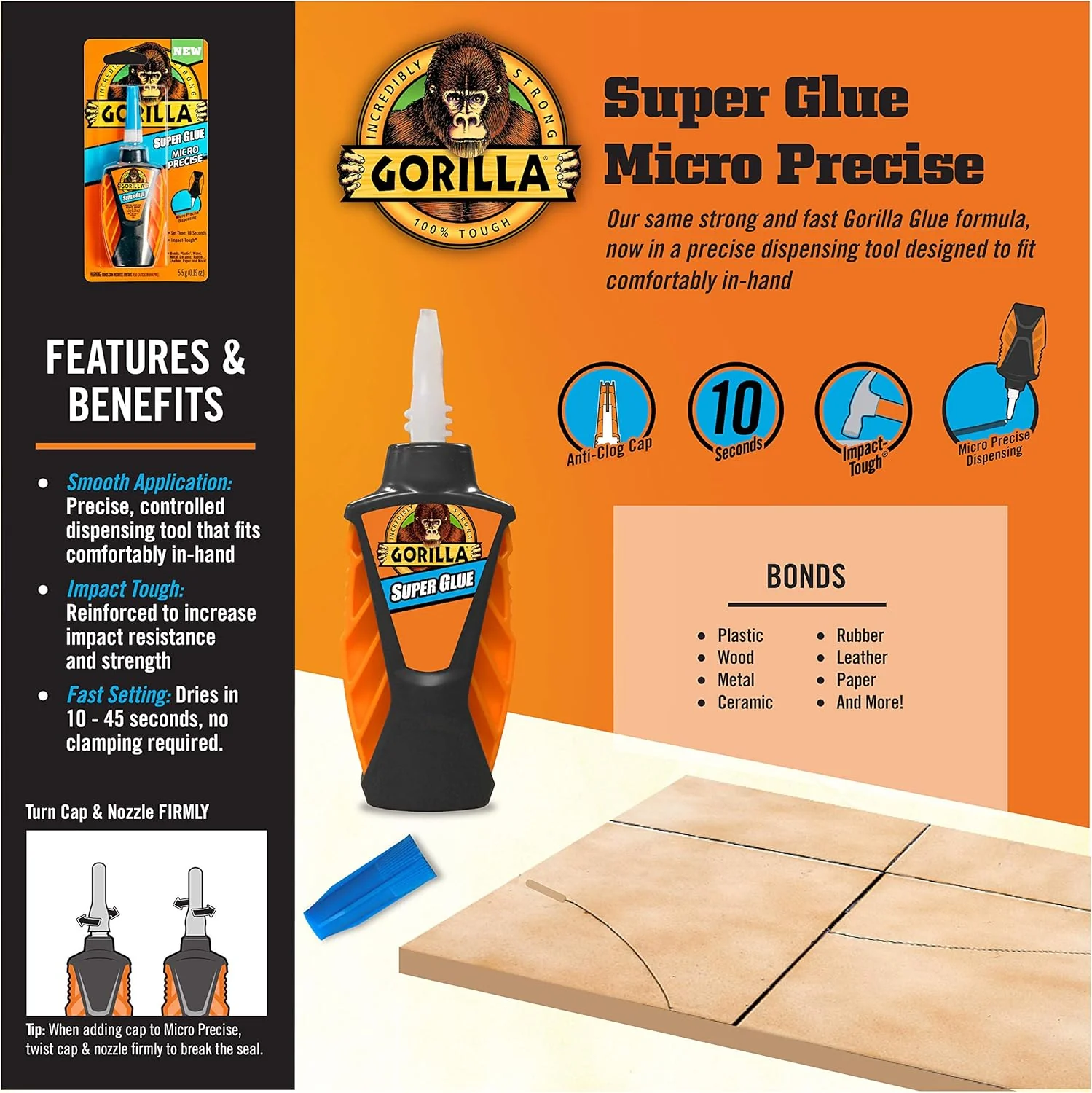Gorilla Super Glue Micro Precise | Fast-Setting Gel | 0.17oz - Image 4