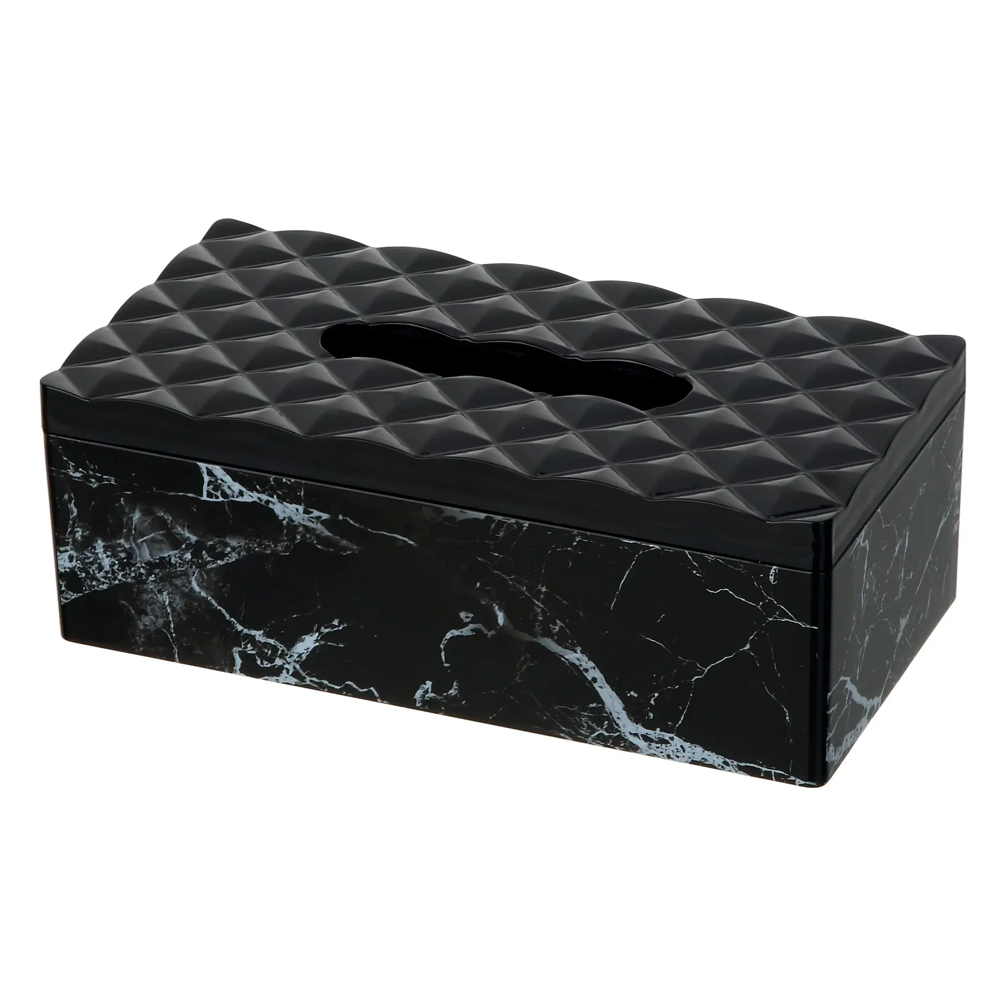 Tissue Box Black w/ White Marble - Image 2