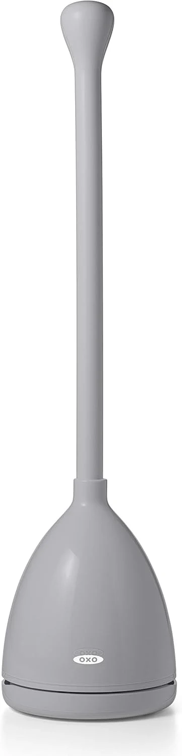 OXO Toilet Plunger With Holder | Good Grips Handle | Grey