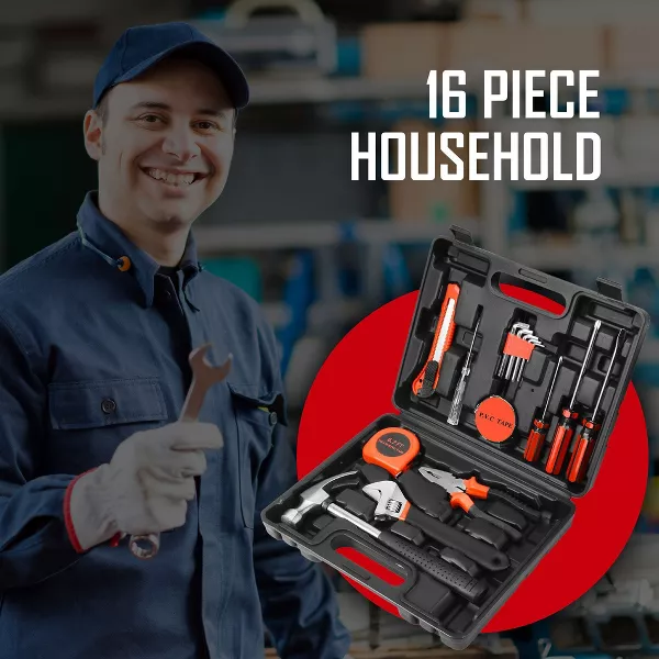 Household Tool Set 16-Piece | Compact DIY Kit | Pursteel - Image 3