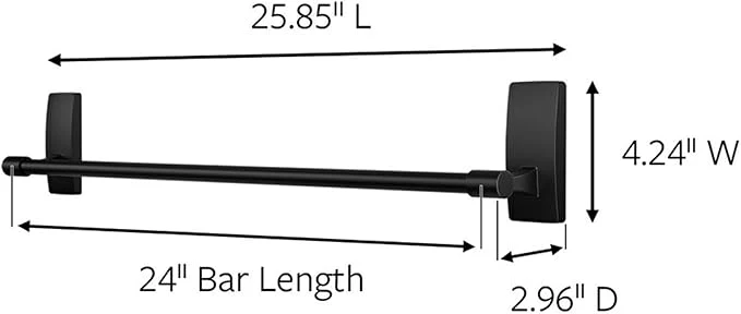Command Matte Black Towel Bar | 10LB Damage-Free Mount - Image 2