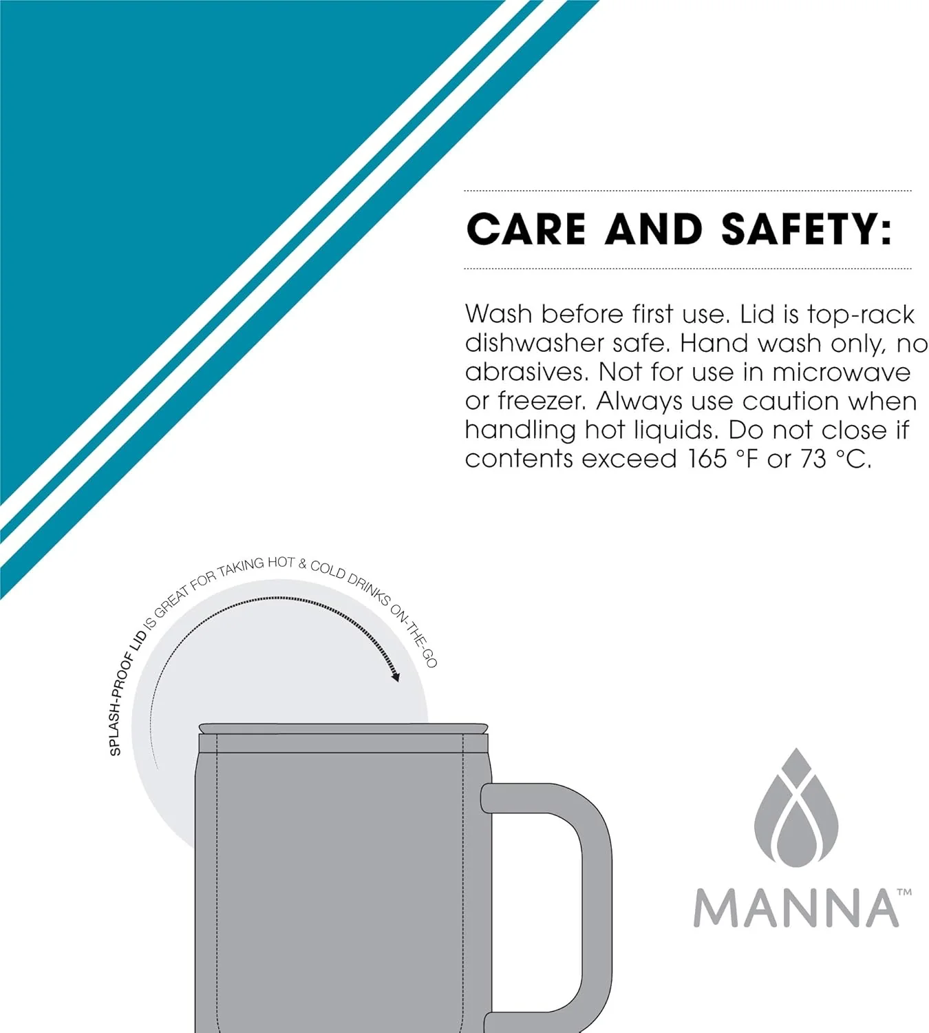 Travel Coffee Mug With Lid and Handle 14oz | Stainless Steel | Double Wall Vacuum Insulated | Manna - Image 4