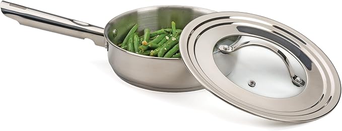 Universal Lid with Glass Insert | Fits 5.5"-9" Pans | Stainless Steel | RSVP - Image 2
