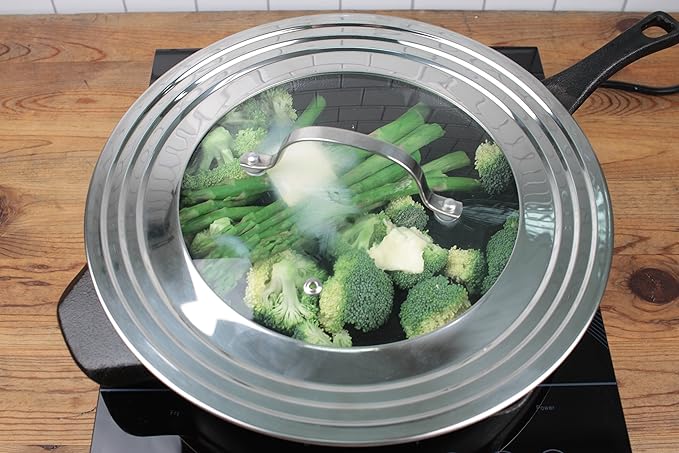 Universal Lid with Glass Insert | Fits 5.5"-9" Pans | Stainless Steel | RSVP - Image 3