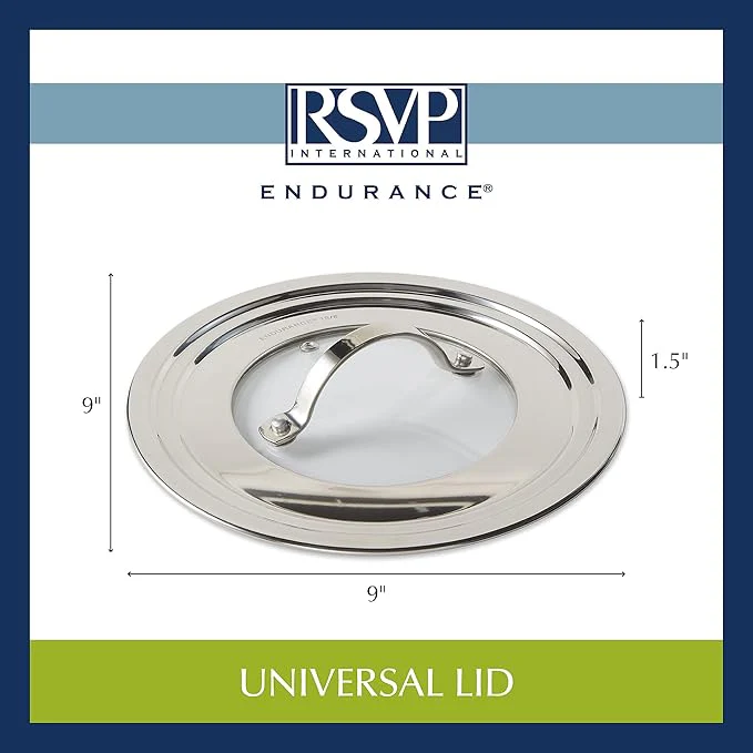 Universal Lid with Glass Insert | Fits 5.5"-9" Pans | Stainless Steel | RSVP - Image 4