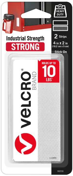 Velcro Industrial Strength Strips | White | 2"x4" | 2 pk | 10 lb