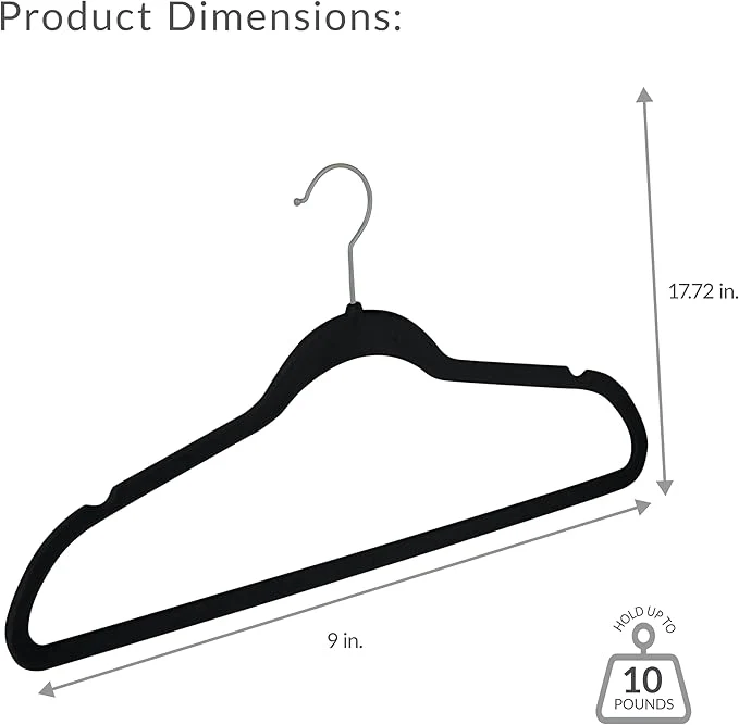 Velvet Hangers 10pk Black Simplify - Image 2