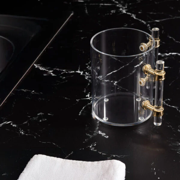 Wash Cup Acrylic Gold Ring Handles - Image 2