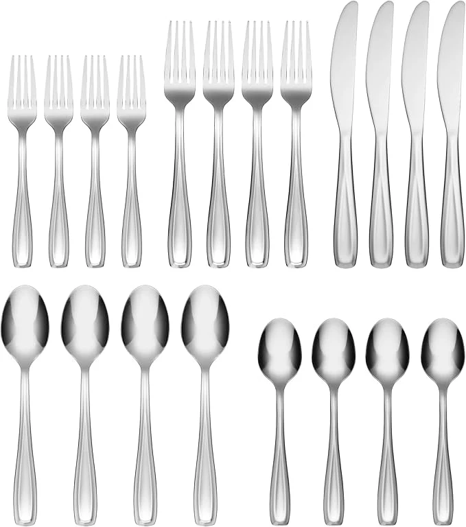 20 pc Flatware Set | Waylen Mirror Piece | Silver | Cambridge - Image 2