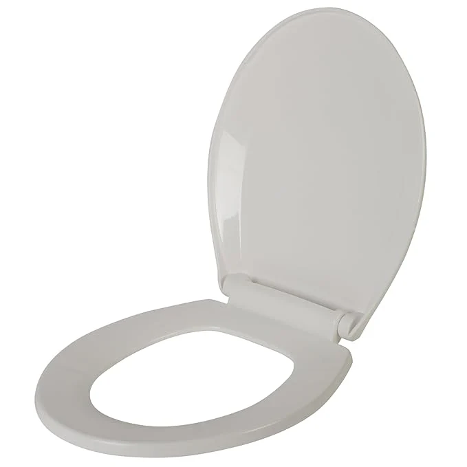 Round Toilet Seat in White | Deluxe Beveled | 14.1"L x 17.5"W | Bath Bliss