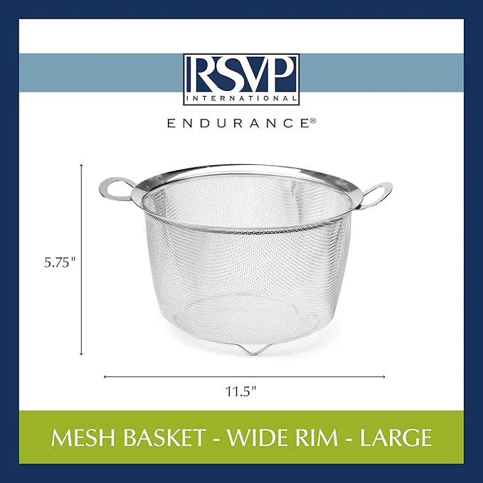 Mesh Basket 4QT | Strainer Colander | Stainless Steel | RSVP - Image 3