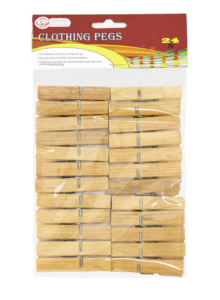 Wood Clothing Clips 24PK Uniware