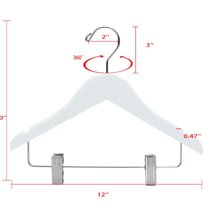 Wooden Kids Skirt Hangers 12" White 5PK Quality Hangers - Image 2
