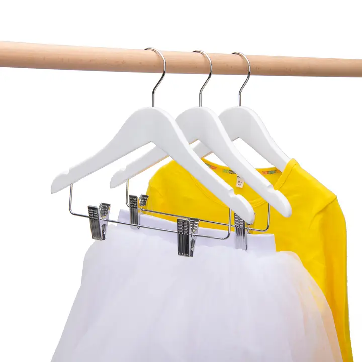 Wooden Kids Skirt Hangers 12" White 5PK Quality Hangers - Image 3