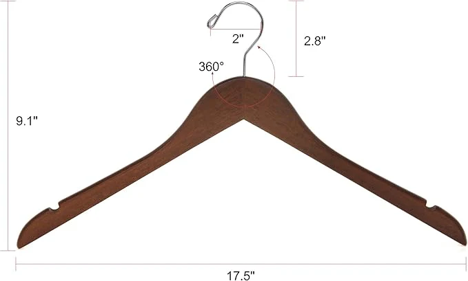 Wooden Suit Hangers Walnut Chrome 5PK Quality Hangers - Image 2