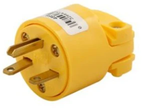 Yellow Straight Blade Plug 15A 250V Cooper