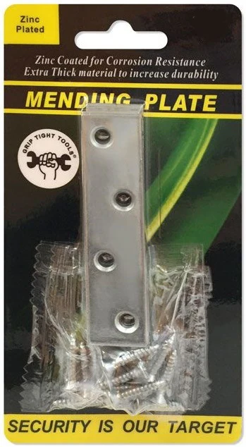Zinc Plated Mending Plate With Screws 4Pk